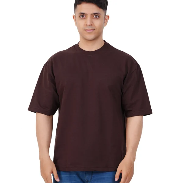 Dark MAHOGANY Plain Oversized T-Shirt - 100% Combed Cotton 240 GSM Thick Fabric
