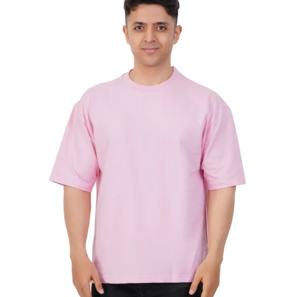 Light Pink Plain Oversized T-Shirt - 100% Combed Cotton 240 GSM Thick Fabric