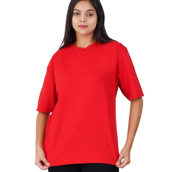 Signal Red Plain Oversized T-Shirt - 100% Combed Cotton 240 GSM Thick Fabric