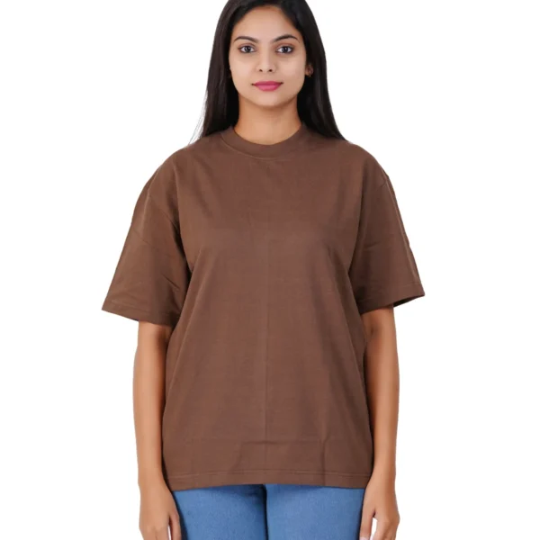 Chocolate Brown Plain Oversized T-Shirt - 100% Combed Cotton 240 GSM Thick Fabric