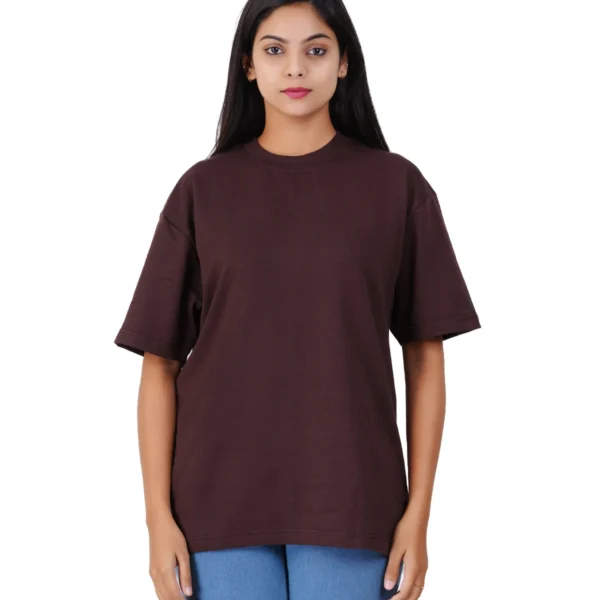Dark MAHOGANY Plain Oversized T-Shirt - 100% Combed Cotton 240 GSM Thick Fabric