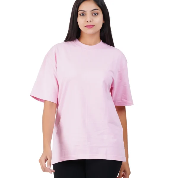 Light Pink Plain Oversized T-Shirt - 100% Combed Cotton 240 GSM Thick Fabric