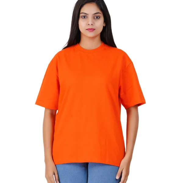 Orange Plain Oversized T-Shirt - 100% Combed Cotton 240 GSM Thick Fabric
